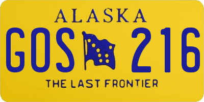 AK license plate GOS216