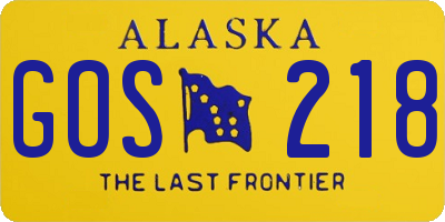 AK license plate GOS218