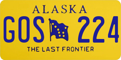 AK license plate GOS224
