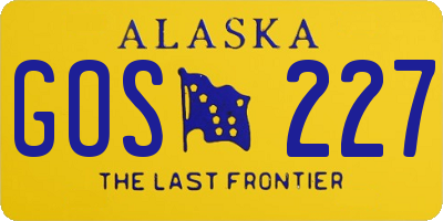AK license plate GOS227
