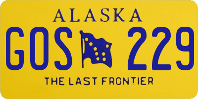 AK license plate GOS229