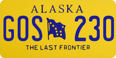 AK license plate GOS230