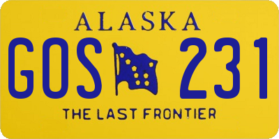 AK license plate GOS231