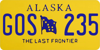 AK license plate GOS235
