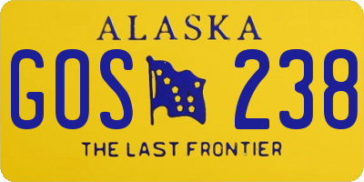AK license plate GOS238
