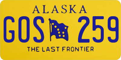 AK license plate GOS259