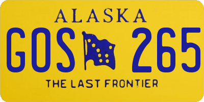 AK license plate GOS265