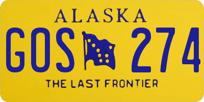 AK license plate GOS274
