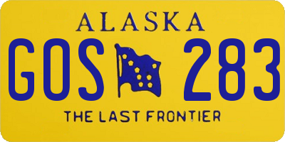 AK license plate GOS283