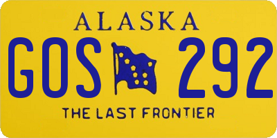 AK license plate GOS292