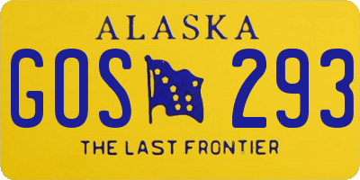 AK license plate GOS293
