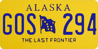AK license plate GOS294