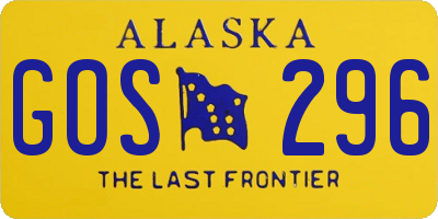 AK license plate GOS296