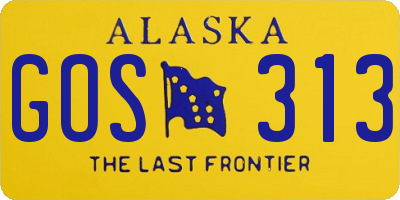 AK license plate GOS313