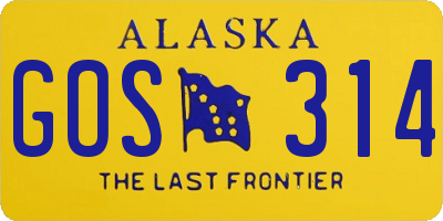 AK license plate GOS314