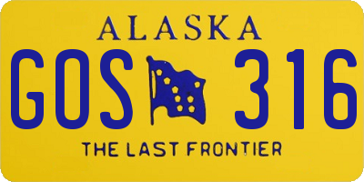 AK license plate GOS316