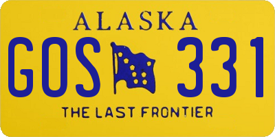 AK license plate GOS331