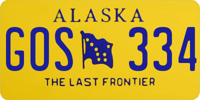 AK license plate GOS334