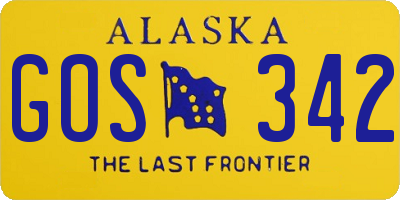 AK license plate GOS342