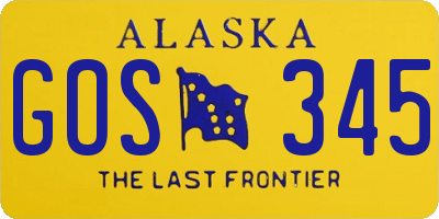 AK license plate GOS345
