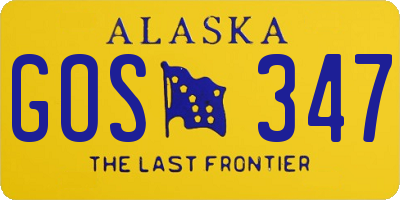 AK license plate GOS347