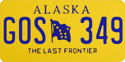 AK license plate GOS349