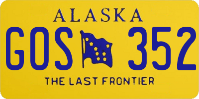 AK license plate GOS352