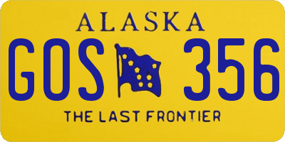 AK license plate GOS356