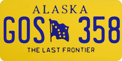 AK license plate GOS358
