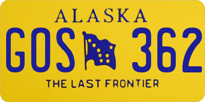 AK license plate GOS362