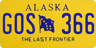 AK license plate GOS366