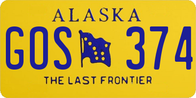 AK license plate GOS374