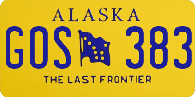 AK license plate GOS383