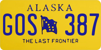 AK license plate GOS387