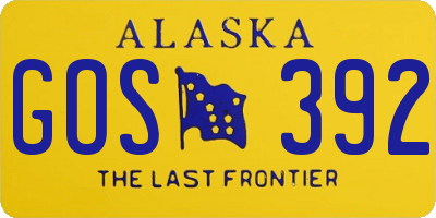 AK license plate GOS392