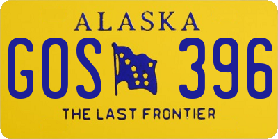 AK license plate GOS396