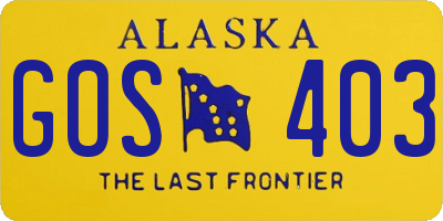AK license plate GOS403