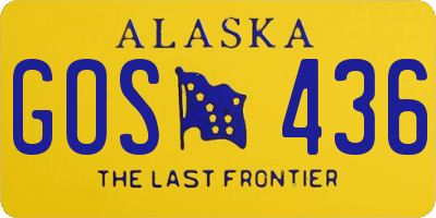 AK license plate GOS436