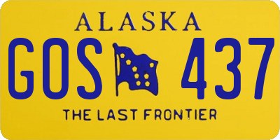 AK license plate GOS437