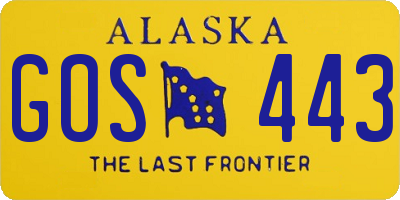 AK license plate GOS443