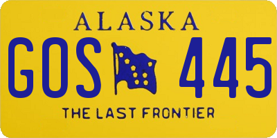 AK license plate GOS445