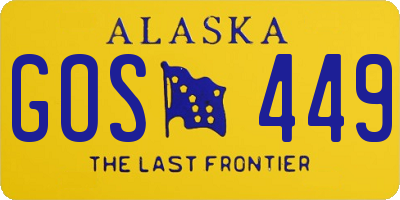 AK license plate GOS449