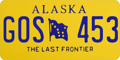 AK license plate GOS453