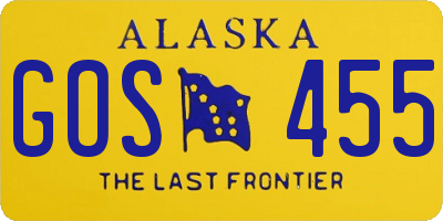 AK license plate GOS455
