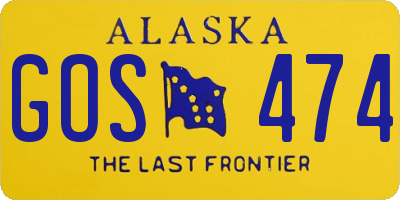 AK license plate GOS474