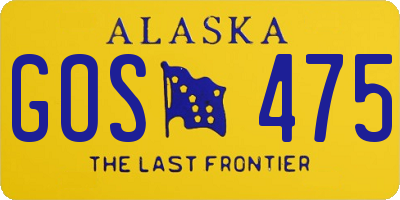 AK license plate GOS475