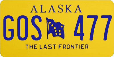 AK license plate GOS477