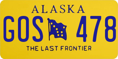 AK license plate GOS478