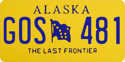 AK license plate GOS481