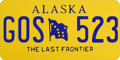 AK license plate GOS523